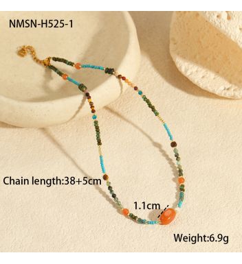 Light Luxury Fashion Natural Stone Necklace Collarbone Chain Fresh Retro Style Necklace