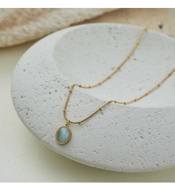 Water Drop Cat's Eye Stone Pendant Fashionable Light Luxury Necklace